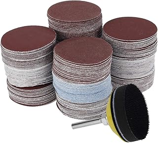 240pcs 2 inch Sanding Discs Pad Kit 60-3000 Grit Sandpaper with 1pc 1/4" Sander Backing Pad and 1pc Foam Buffering Pad for Drill Grinder Rotary Tool, Hook and Loop Sand Paper Assortment