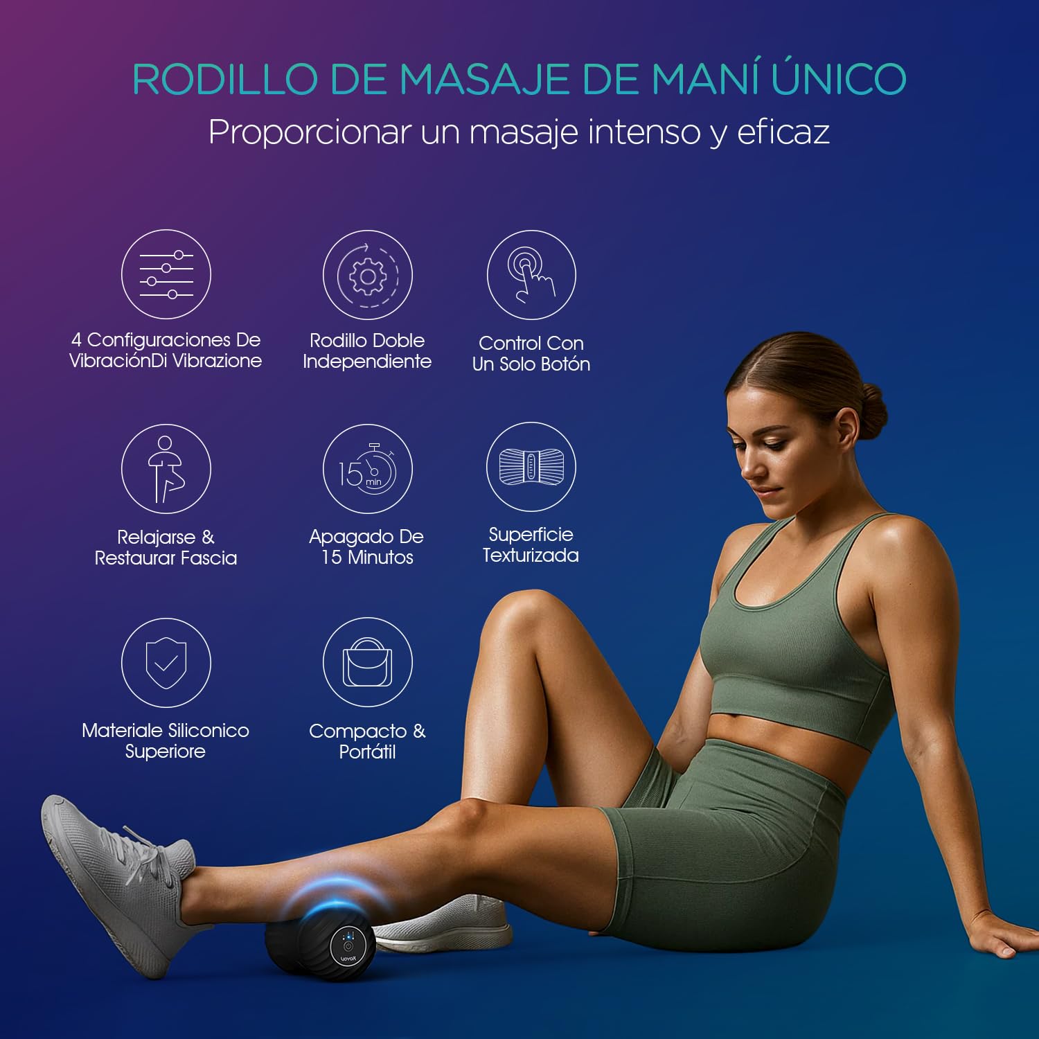 Bola de Masaje Vibratoria de Maní, Masaje de Punto de Activación de Tejido Profundo Para Liberar la Tensión y el Dolor Muscular, Portátil y Recargable para Yoga Fitness, MB300 Negro