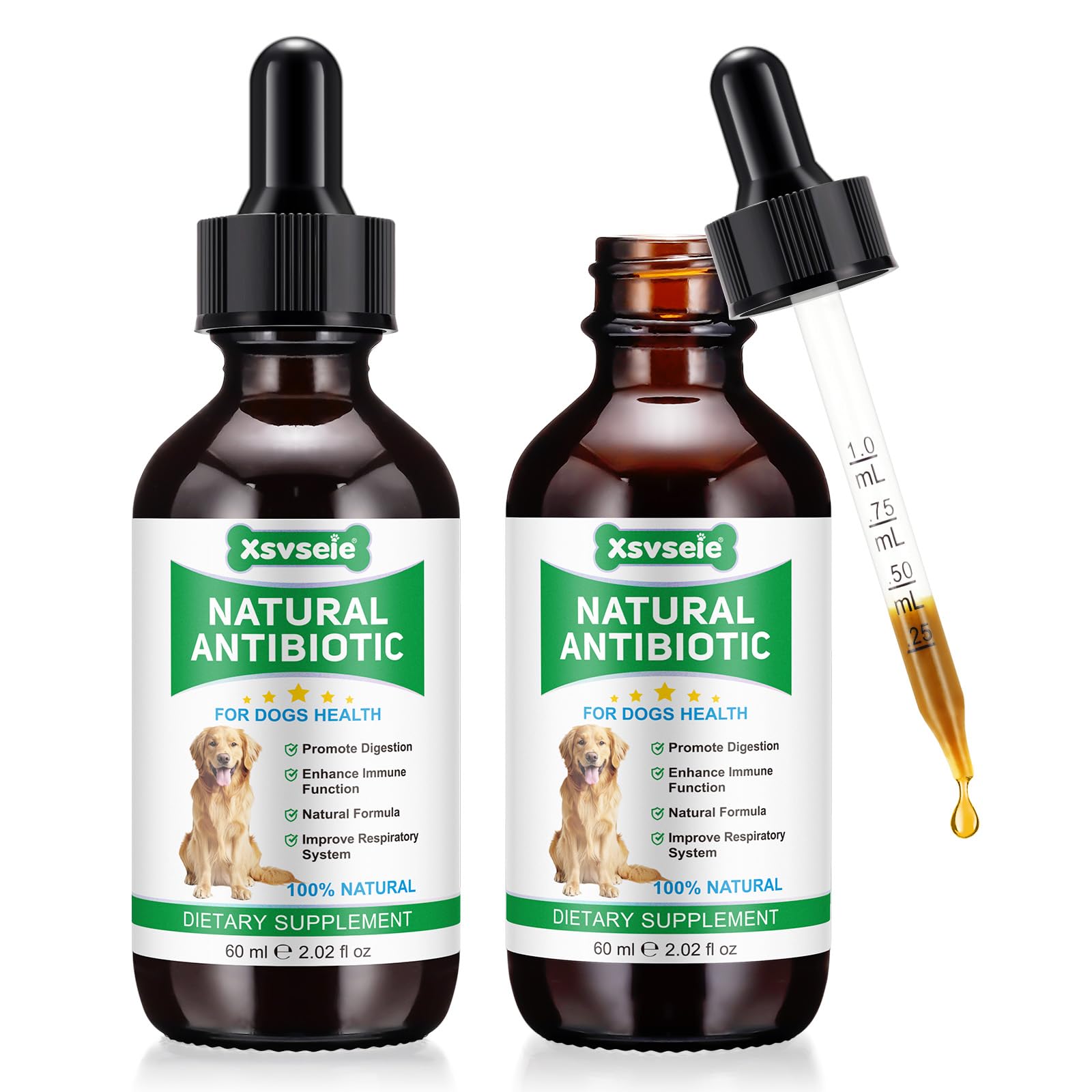 Antibiotics for Dogs, Natural Dog Immune Drops Help Supports Allergies, Itching, Coughs, Skin, Dog Antibiotics for All Breeds and Size (2PCS)