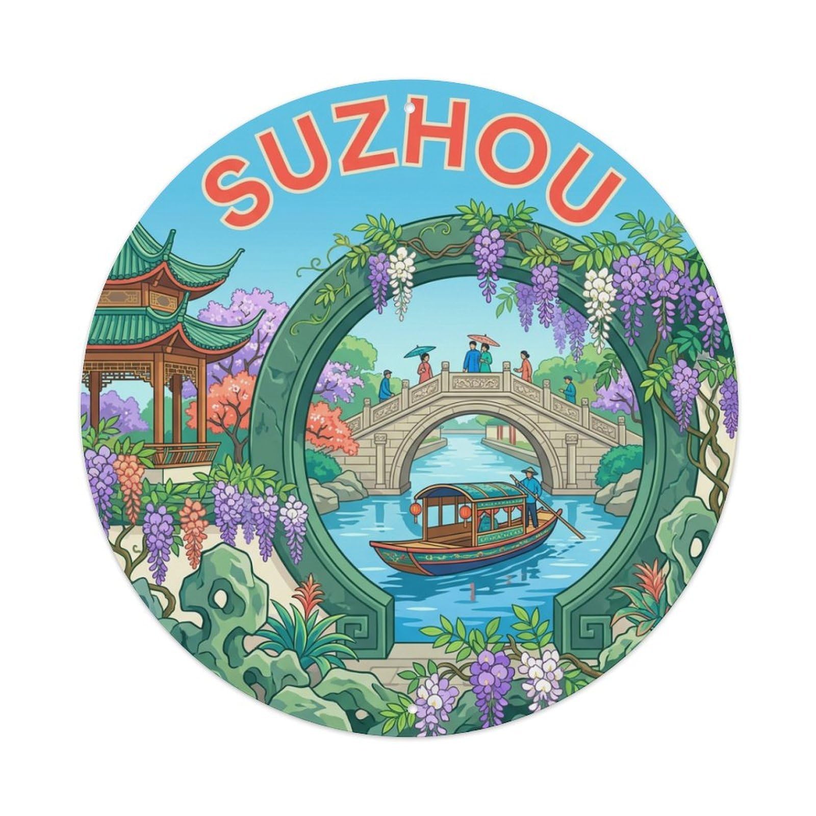 China Retro Travel Suzhou Metal Tin Sign