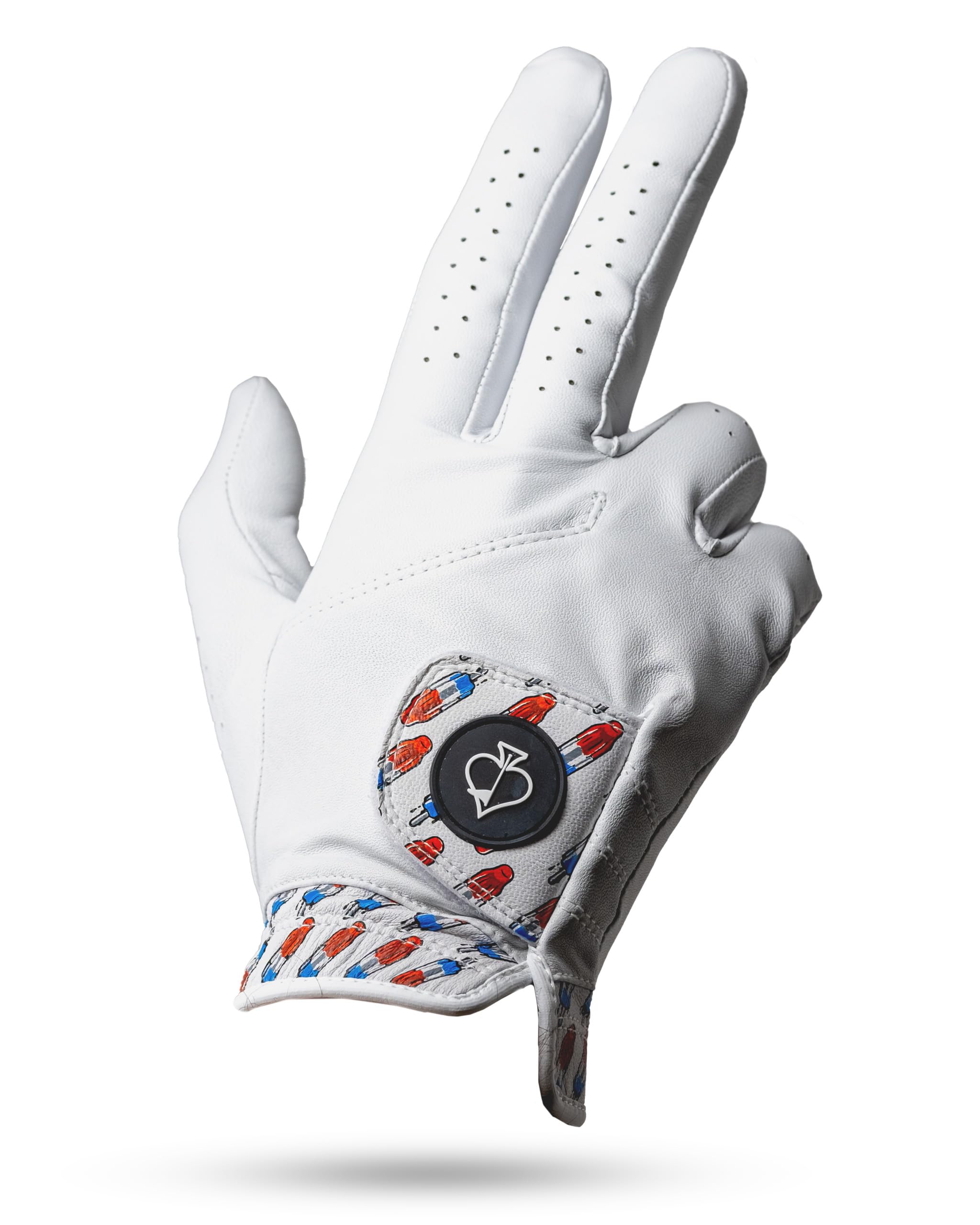 Pins & AcesRocket Pop Golf Glove Design - Premium AAA Cabretta Leather, Long-Lasting Durable Tour Glove for Men or Women - Premium Leather Golf Glove Left & Right Hand