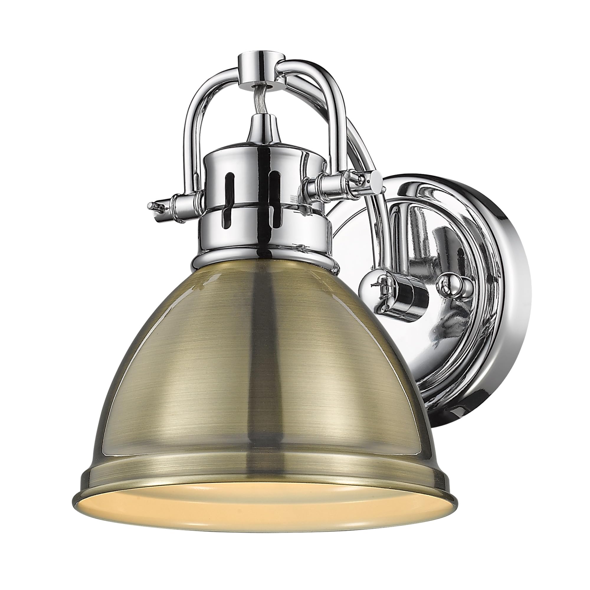 Golden Lighting 3602-BA1 CH-AB Duncan Bath Vanity, 8.25"L x 6.5"W x 8.5"H, Chrome with an Aged Brass Shade