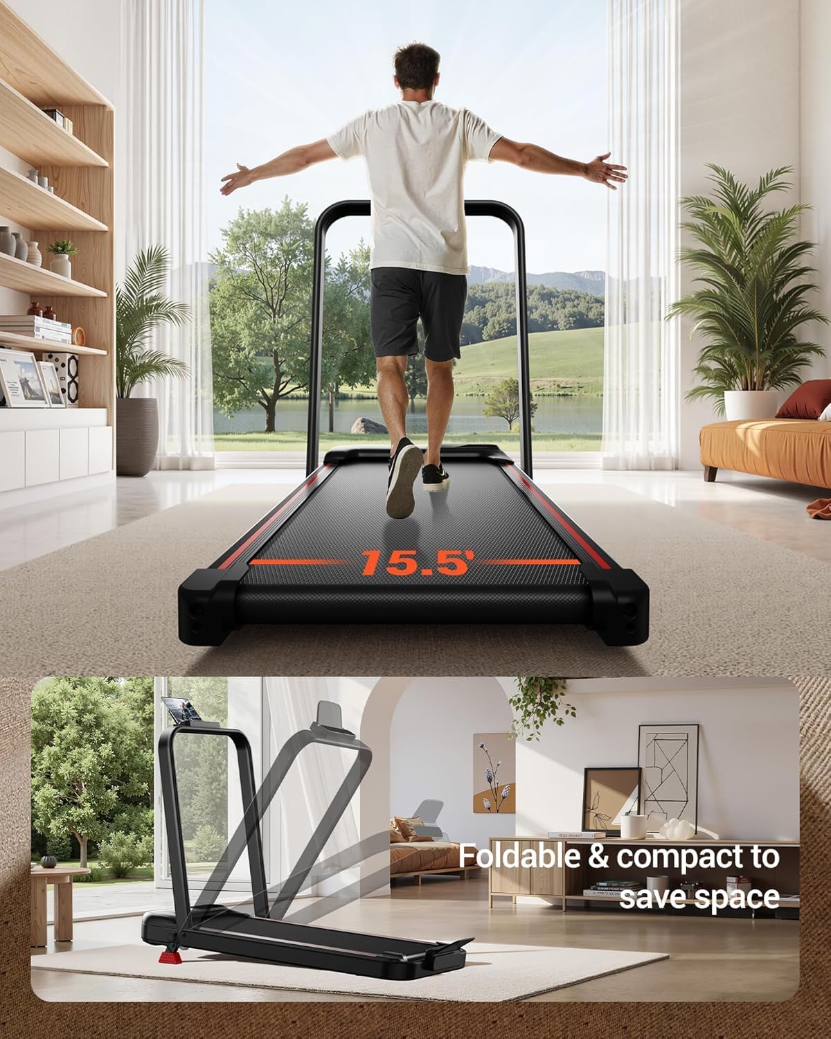 2-in-1 Walking Pad with Incline, Under Desk Treadmill for Home Office, 2.5HP Brushless Quiet Motor, Supports 265lbs, Speed 0.6-5.2mph