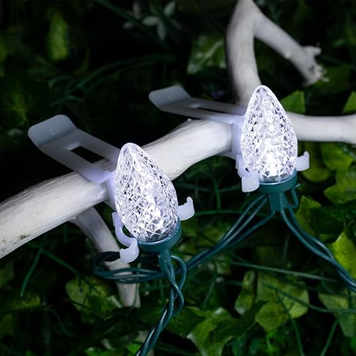Miniatura 5 de Luces LED de Navidad C9 para exteriores, cadena de 100 LED de 68 pies con clips todo en uno, luces de Navidad impermeables de grado comercial para