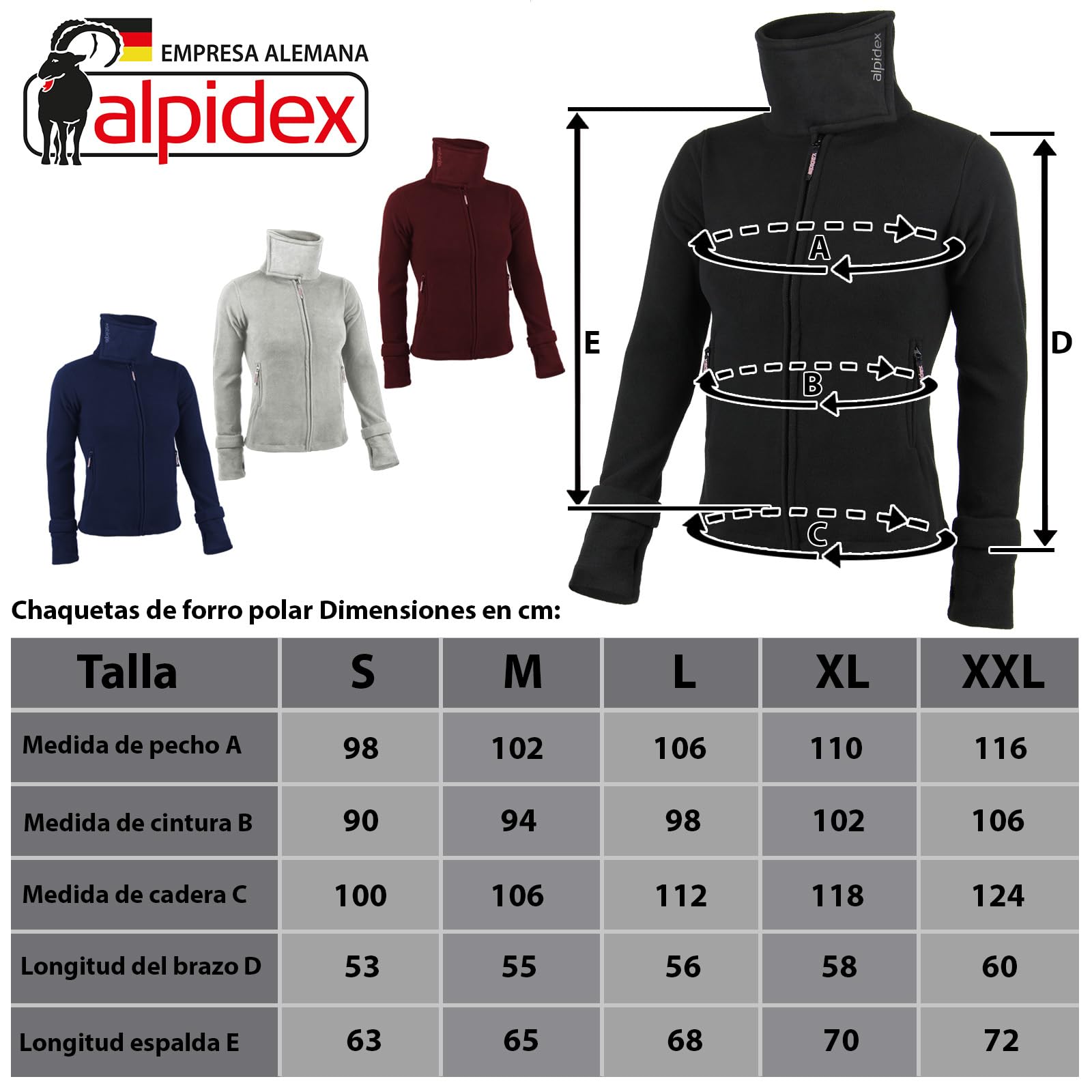 ALPIDEX Chaqueta Forro Polar Mujer Cuello Alto Cremallera Sudadera Otoño Invierno Primavera Ciente Suéter Manga Larga Piel Suave Aire Libre