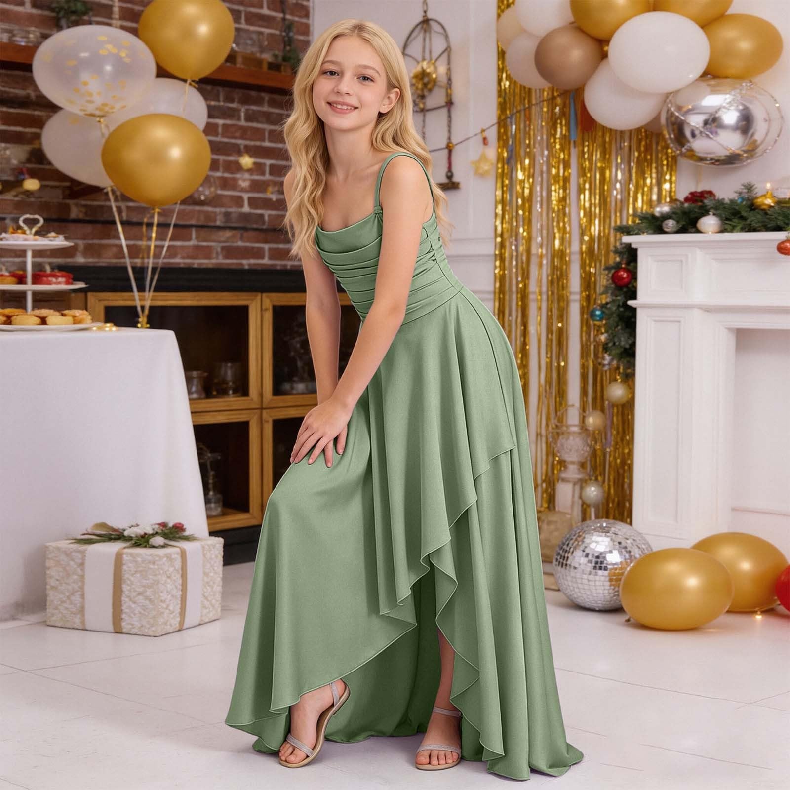 Générique Robes de Soirée Élégante pour Filles Robe Épaules Denudee sans Manches Enfant Fille Robes Soirée Princesse Épaules Dénudées Midi fête Baptême Demoiselle d'honneur Robe Ceremonie Fille