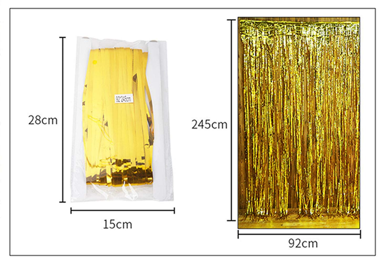 FABSELLER Foil Bright Door Rain Curtains Wedding Birthday Party Banquet Tinsel Tassel Background Christmas Decoration Accessories, 92x245cm (Blue)