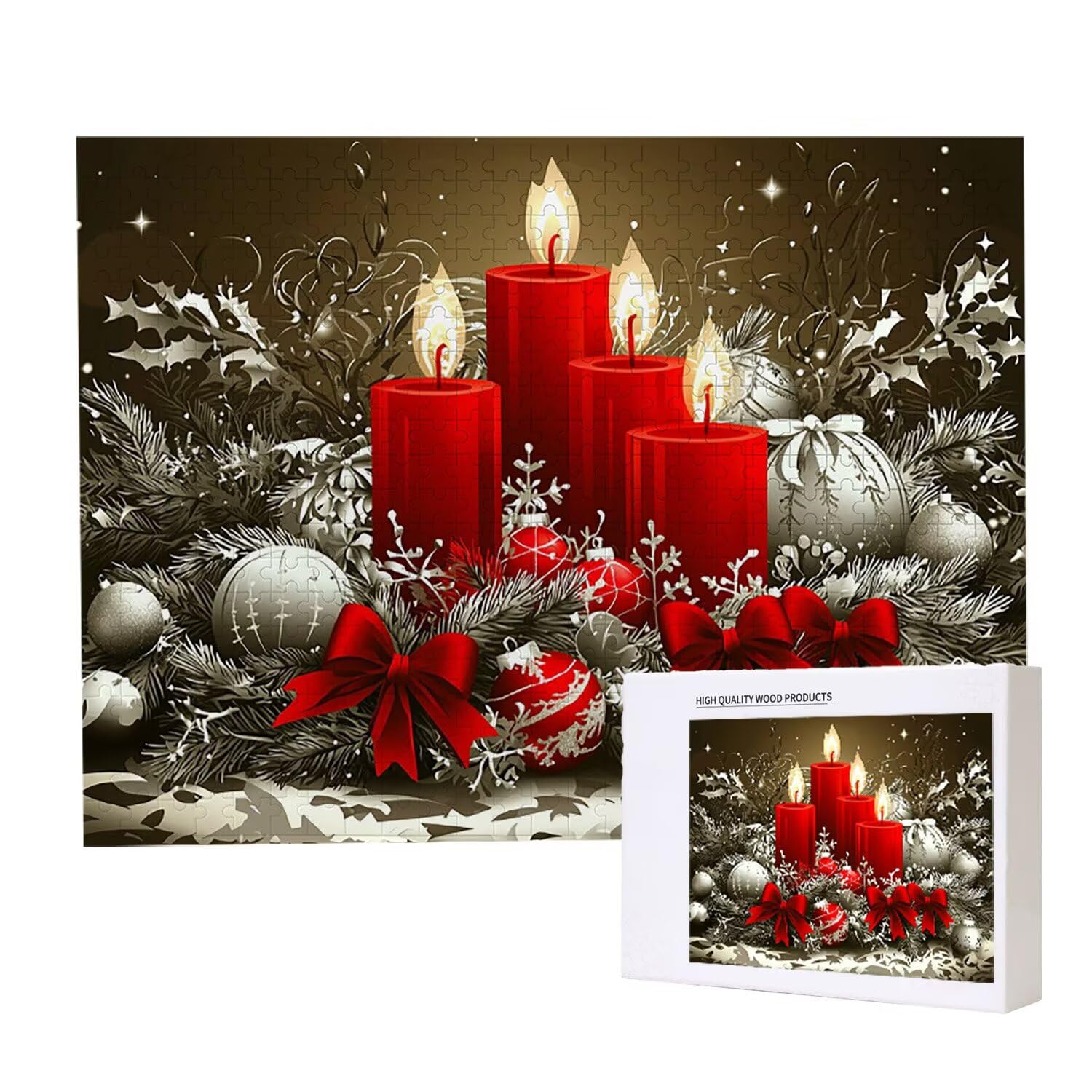 Puzzle de 6000 Piezas Puzzle Adultos 179x105cm Juego Educativo Regalos Rompecabezas para Adultos y niños a Partir de 14 Años, Regalo Creativo para la Relajación - (Navidad con Velas) t-508
