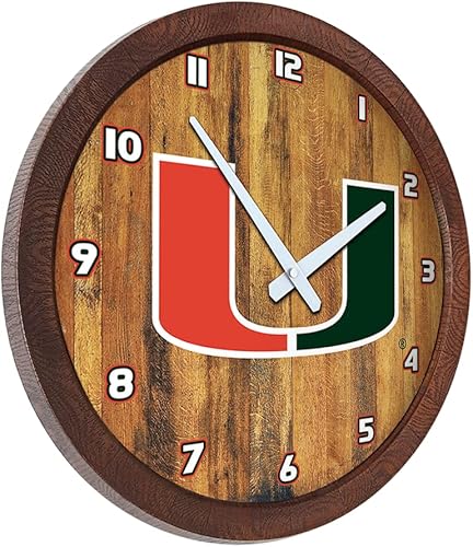 Miniatura 319 de The Fan-Brand NCAA Oklahoma Sooners: Faux Barrel Top Wall Clock Sports Team Bar Sign Décor - Home Man Cave, Party Decoration - Made On Demand