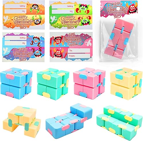 Caja de corazón llena Paquete de 24 tarjetas de San Valentín para niños, aula, escuela, con rompecabezas de metal, juguetes de rompecabezas de San