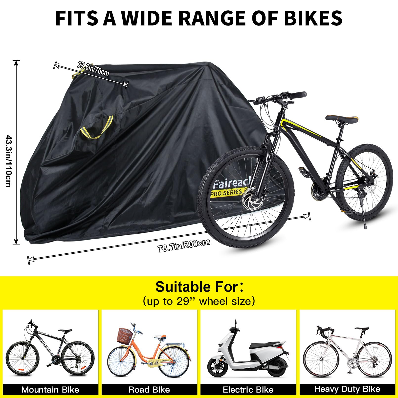 Faireach 420D Bike Cover Waterproof Outdoor for 1 bike, Heavy Duty OXFORD Fabric Bicycle Rain Cover - Image 4