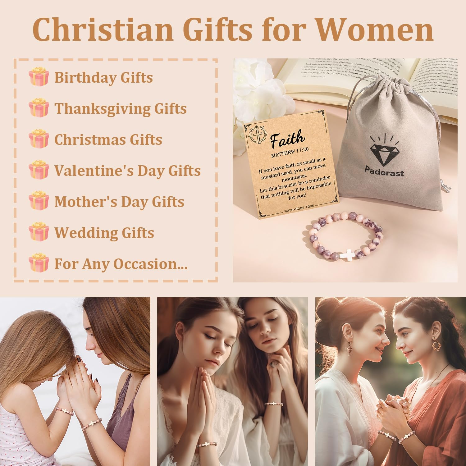 Christian Gifts for Women, Religious Cross Bracelet Gifts for Women/Daughter/Friend/Sister/Grandma/Granddaughter/Godmother/Her, Inspirational Birthday Faith Based Jewelry Stocking Stuffers Gifts - Image 6