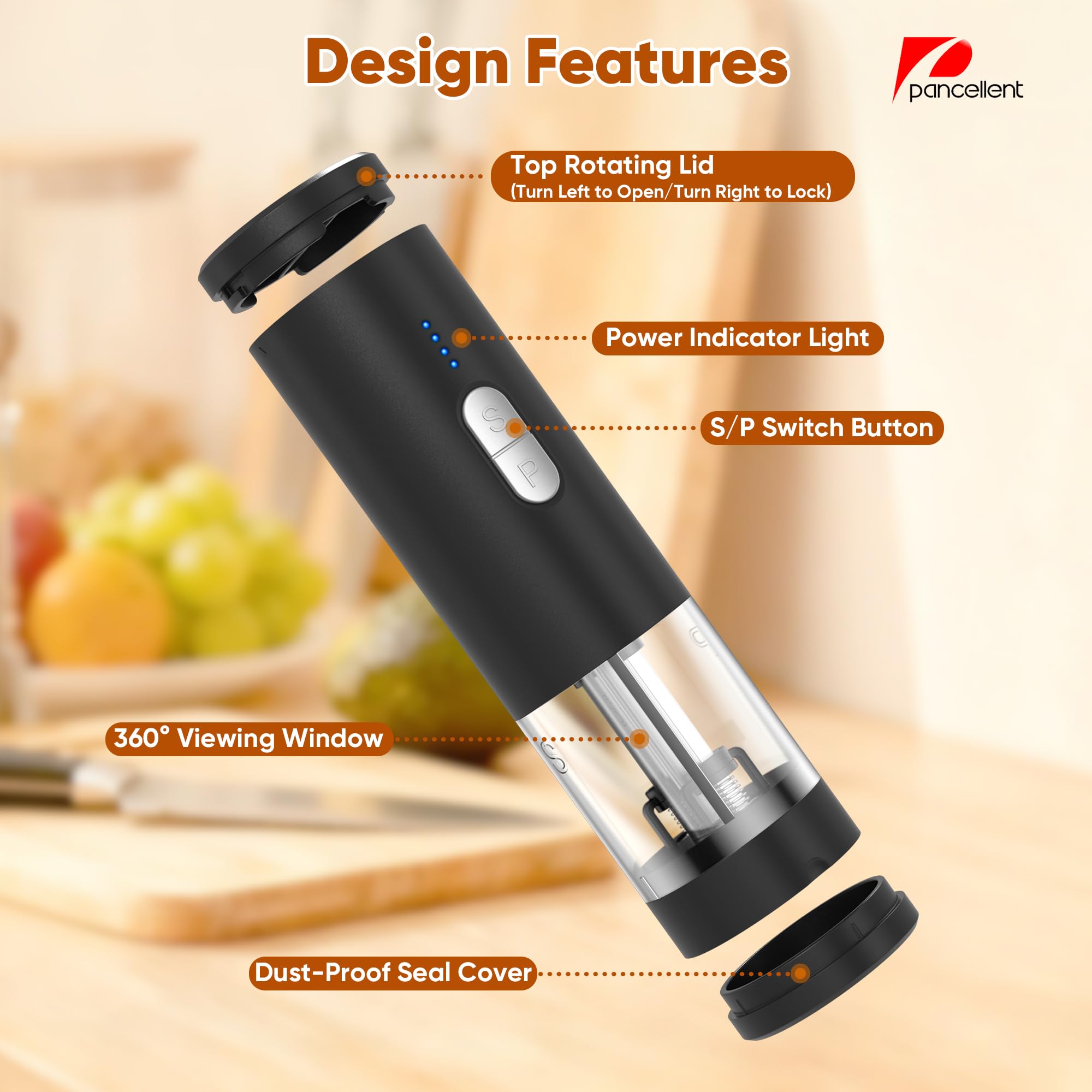 Moulin à poivre et sel électrique 2 en 1 rechargeable USB, automatique avec éclairage LED, réglable