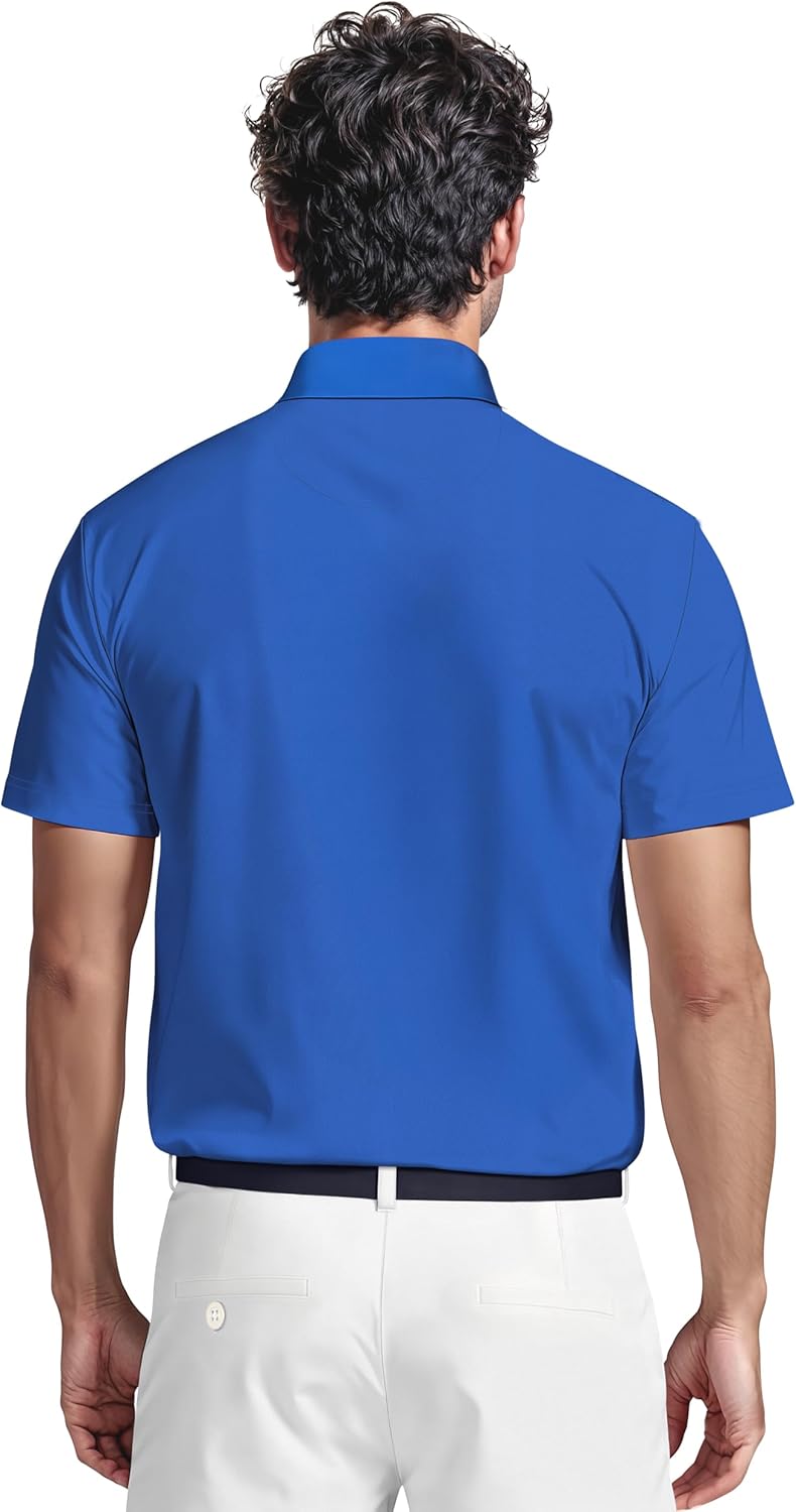 PGA TOUR Men's Airflux Solid Mesh Short Sleeve Golf Polo Shirt