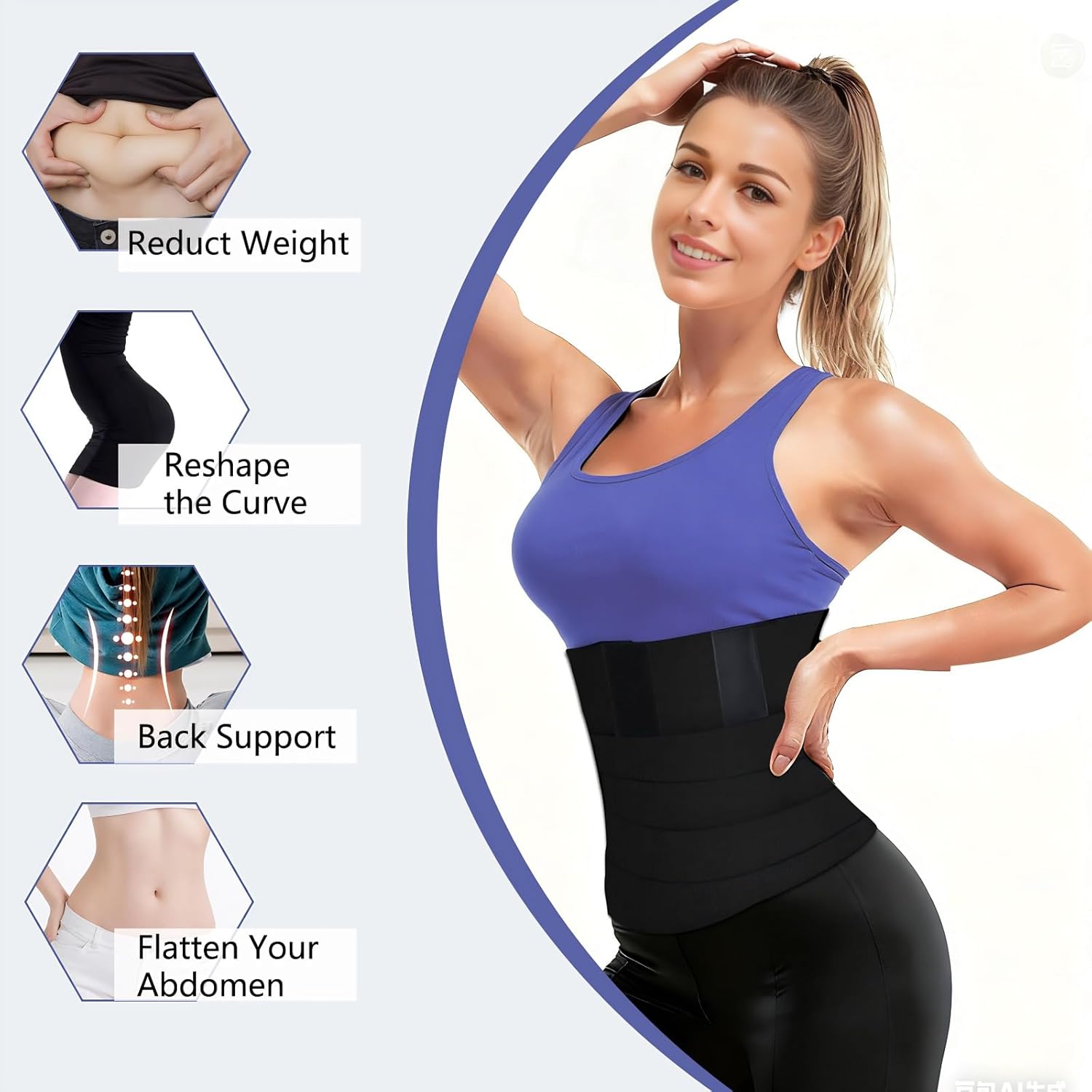 Waist Trainer for Women Lower Belly Fat, Waist Sweat Band for Women, Belly Band Sweat Belt, Stomach Wrap, Body Shaper - Image 5