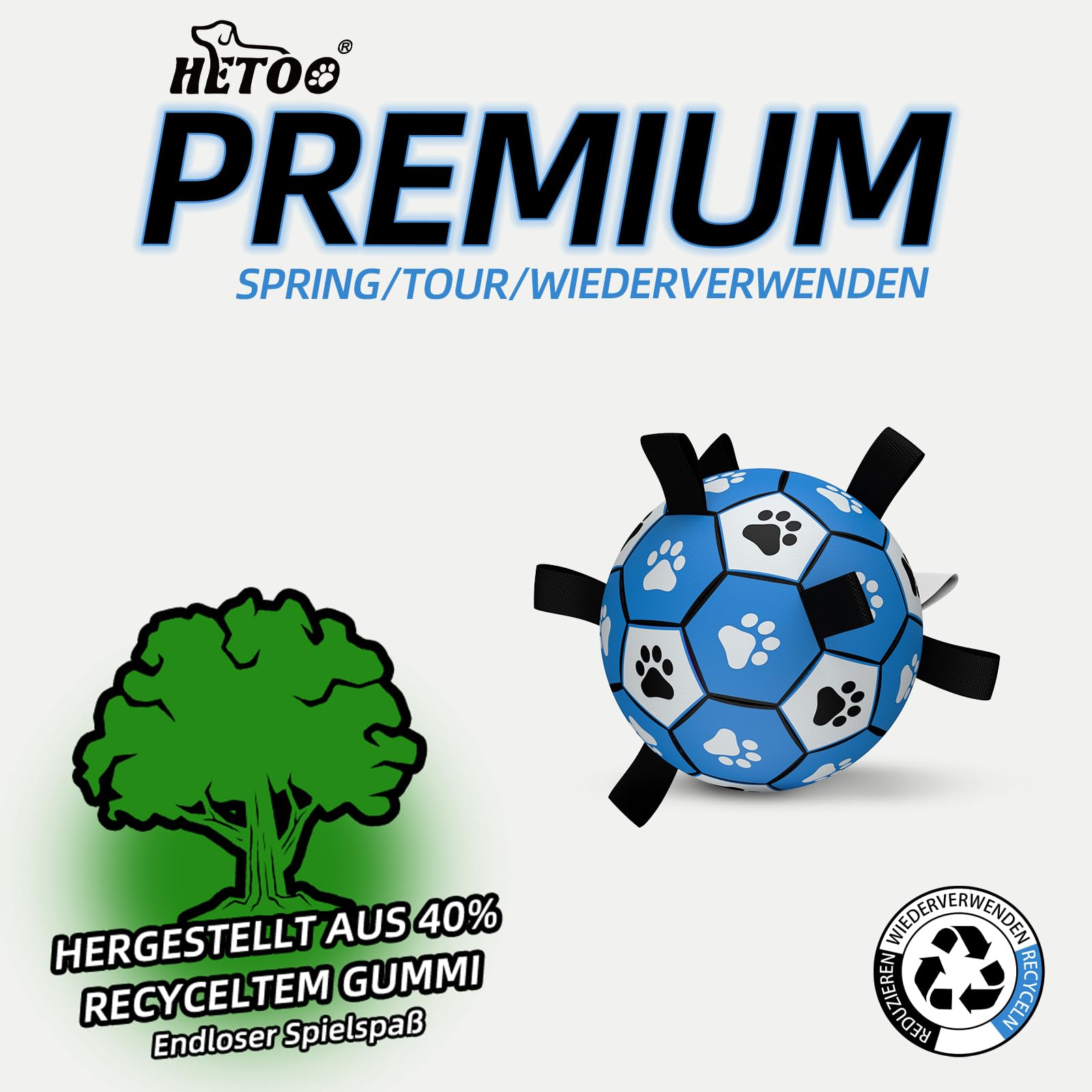 HETOO Pelota de juguete para perros con asa para perros, remolque interactivo de guerra, pelotas de agua, juguetes de regalo de cumpleaños para perros medianos/grandes (8 pulgadas, azul gris)