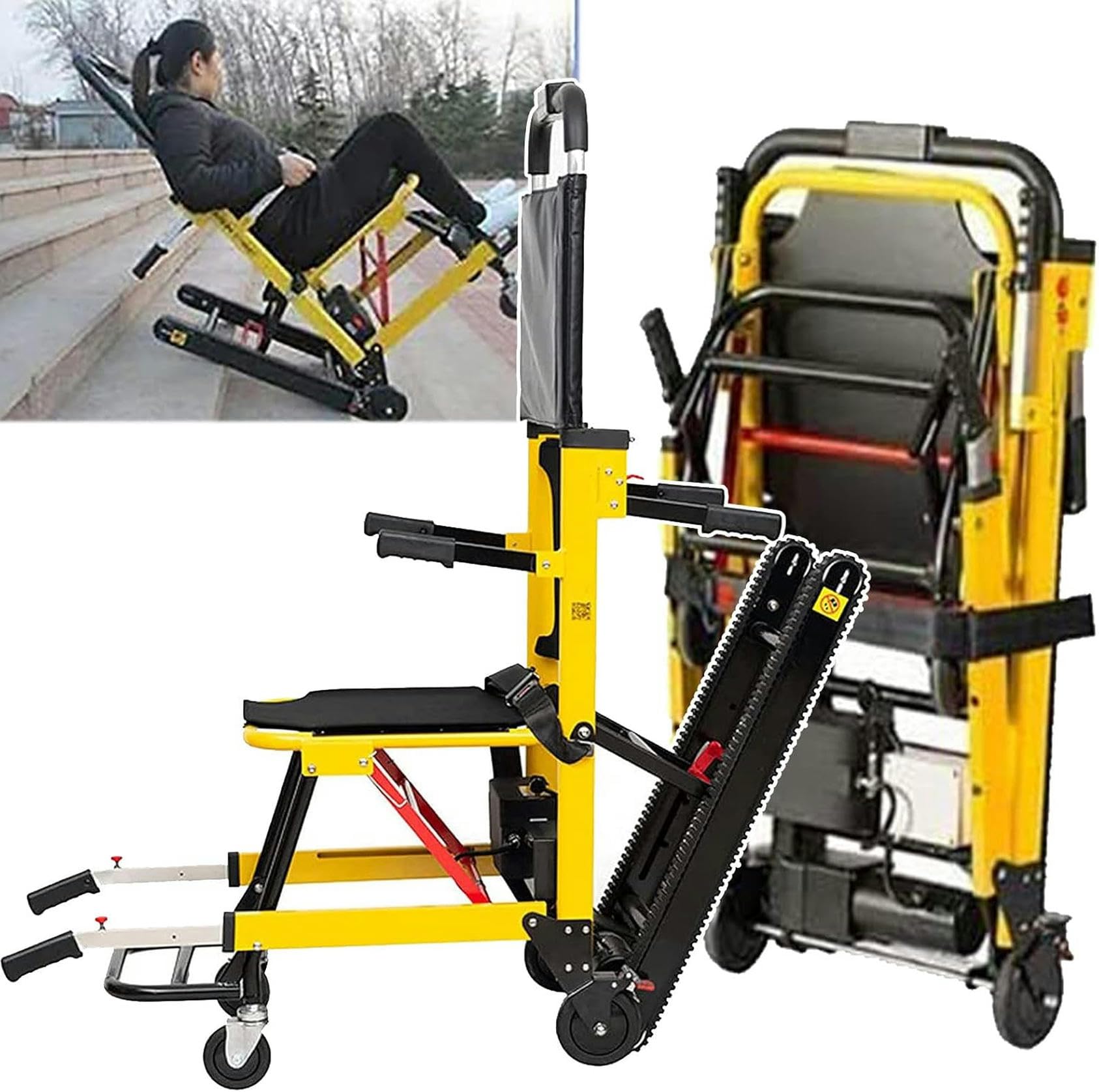 CNPRAZ Sube-escaleras Eléctrica Silla De Ruedas Sube-escaleras Eléctrica (Elevador Caterpillar), Elevador De Escaleras para Personas Mayores, Plegable, Ligero, Capacidad De Carga 160 Kg, para Disca