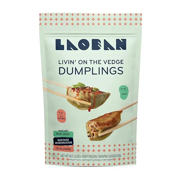 Laoban Dumplings︱Vegetable Frozen Dumplings︱Shiitake, Scallions, Chili Crisp, Ginger, Soy Sauce No Artificial Ingredients or Preservatives (8oz) 1