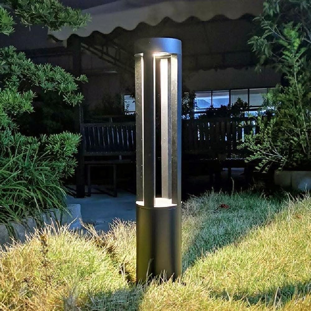 QUSYZD Modern Led Lawn Lamp Waterproof Ip55 Outside Post Bollard Light Fixture External Villa Parks Courtyard Patio Walkway Pathway Column Light Garden Landscape Lighting,H: 60CM
