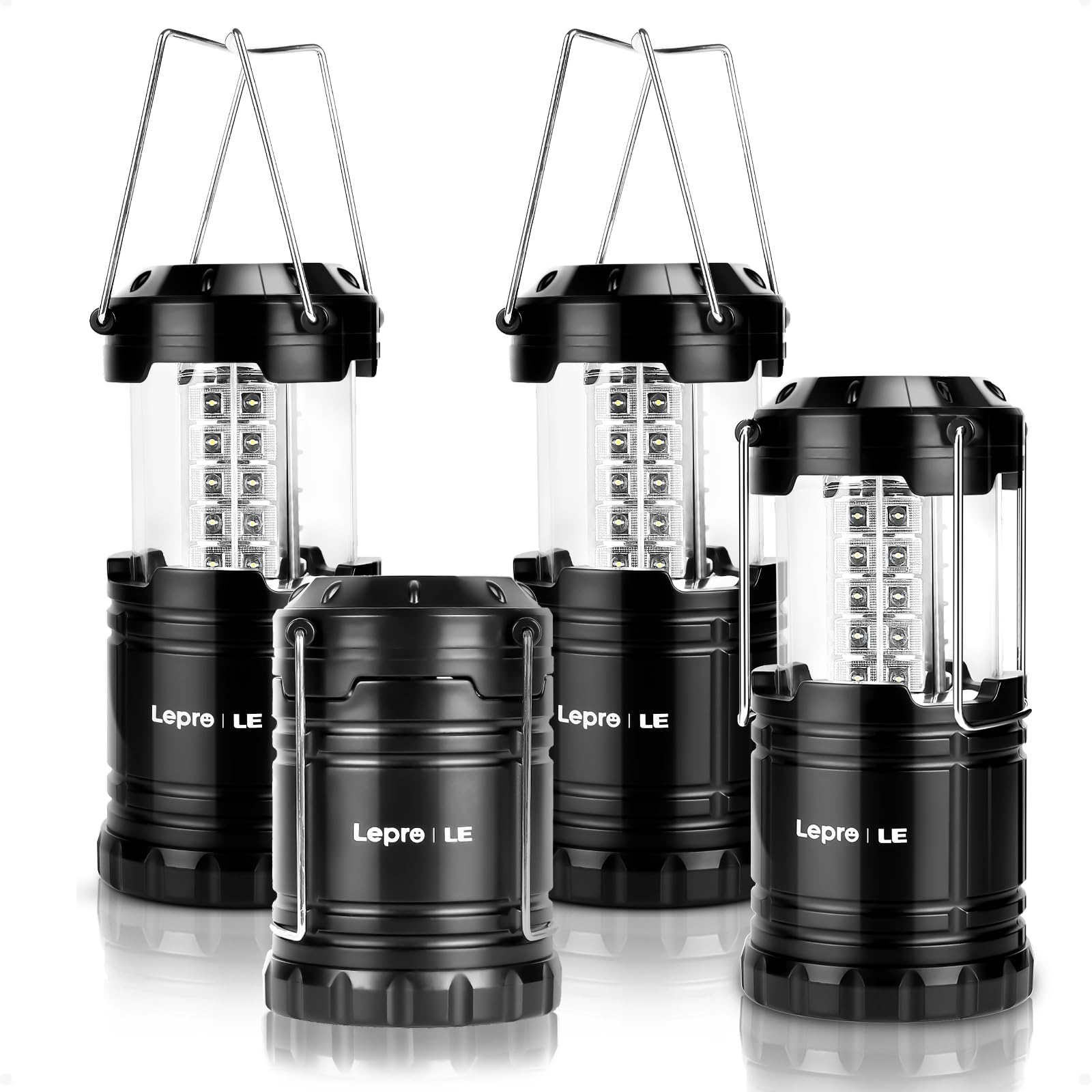 Lepro LED Camping Lanterns Battery Powered, Collapsible, IPX4 Water Resistant, Outdoor Portable Lights for Emergency, Hurricane, Storms and Outages