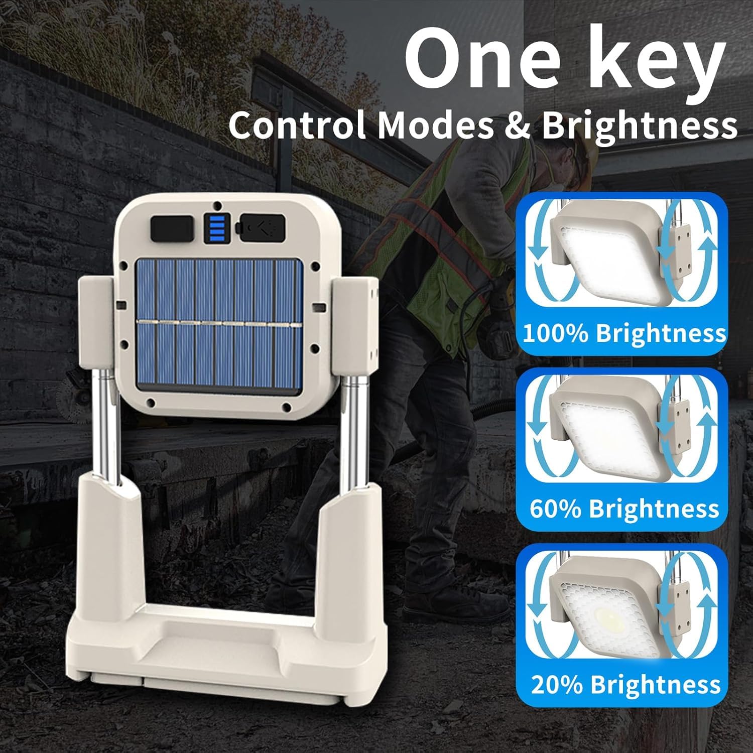 AMPLIN Rechargeable LED Work Light, 360° Rotatable, Telescopic 12-65 inch Height, 100W, 10000mAh Battery, Waterproof Outdoor Light for Camping 3