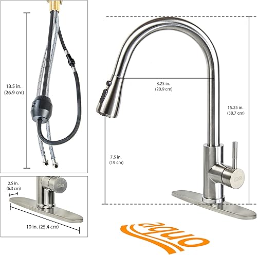 Miniatura 5 de aquo Grifo de cocina  Este grifo de fregadero fácil de instalar de 15 pulgadas de altura, variedad de encimeras de cocina, evita que se produzcan