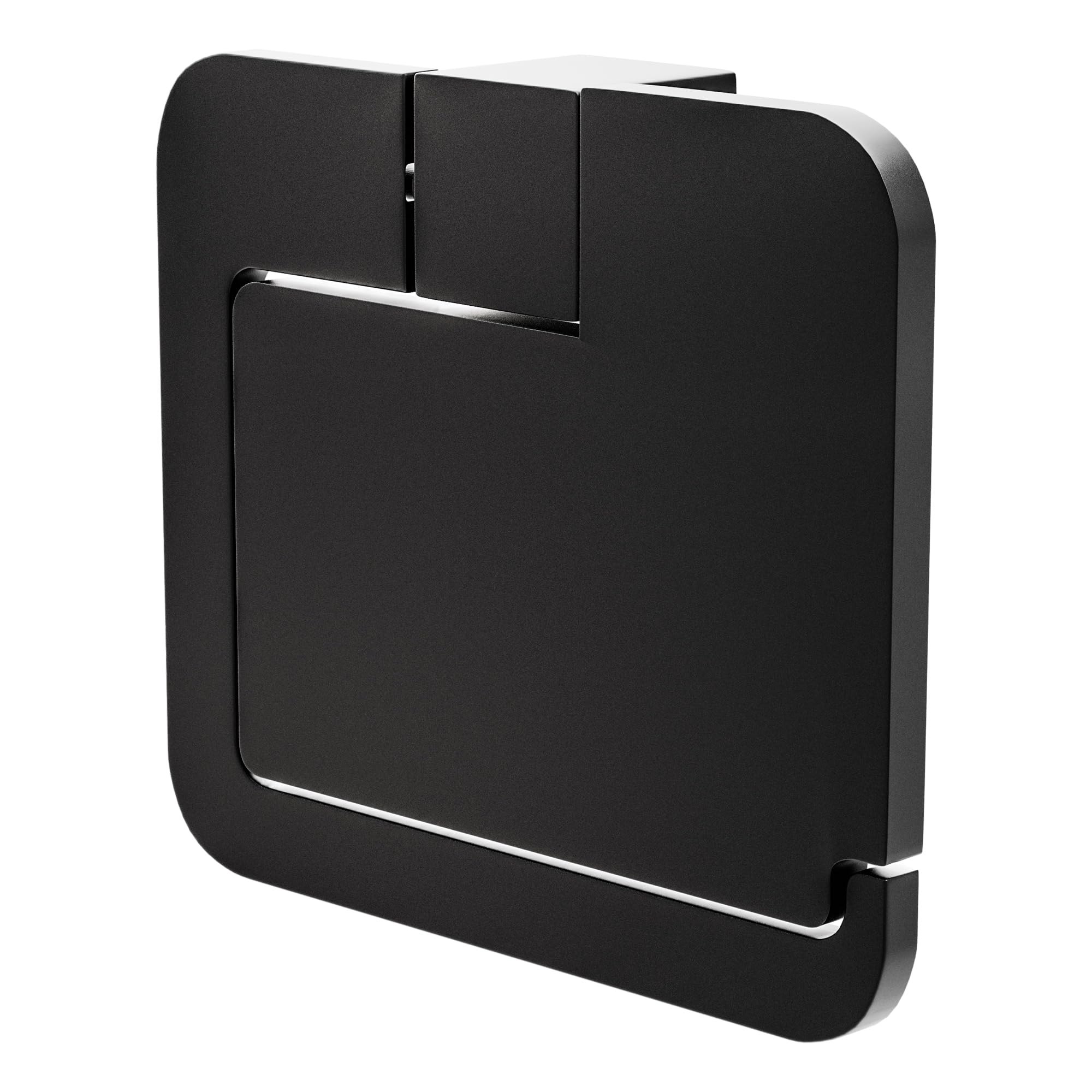 Amig Black - Bathroom Toilet Roll Holder With Lid Mod. Oma-6 | Wall-Mounted Toilet Paper Holder Screws Included | 134 X 118 X 30 Mm | Zamak | Matt