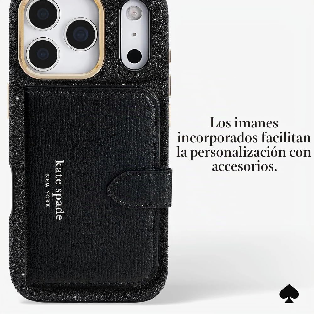 Kate Spade New York Funda para iPhone 17 Pro MAX, Compatible con MagSafe, Funda de teléfono de diseño, Crystal Pave Nightfall