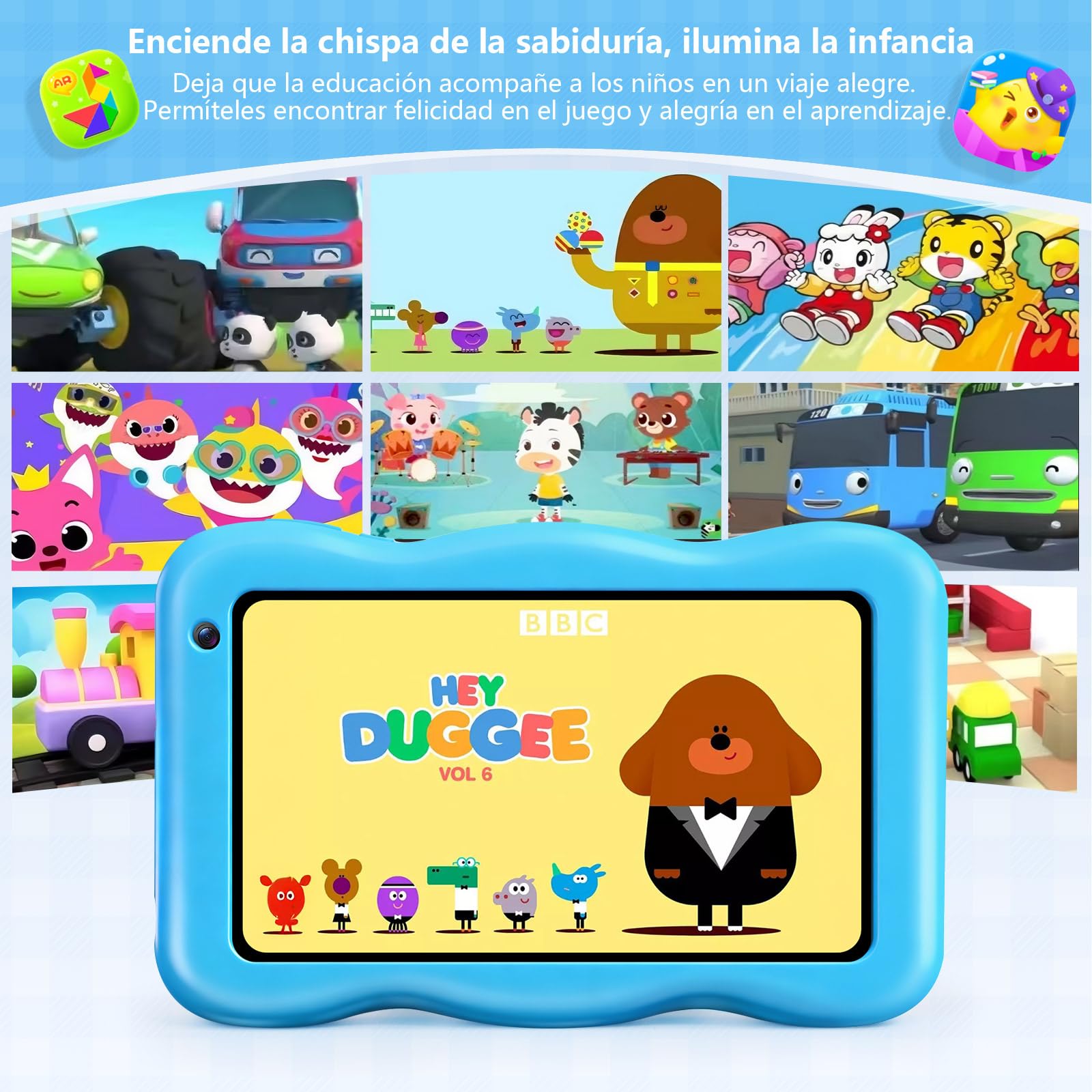 Tablet para Niños 7 Pulgadas, Android 13, 8GB RAM 64GB ROM, Tableta Octa-Core, 5800mAh Batería, 5MP+8MP Cámaras, WiFi Bluetooth, Control Parental, PantallaHD, Funda Silicona Antigolpes Niños (Azul) — view 3