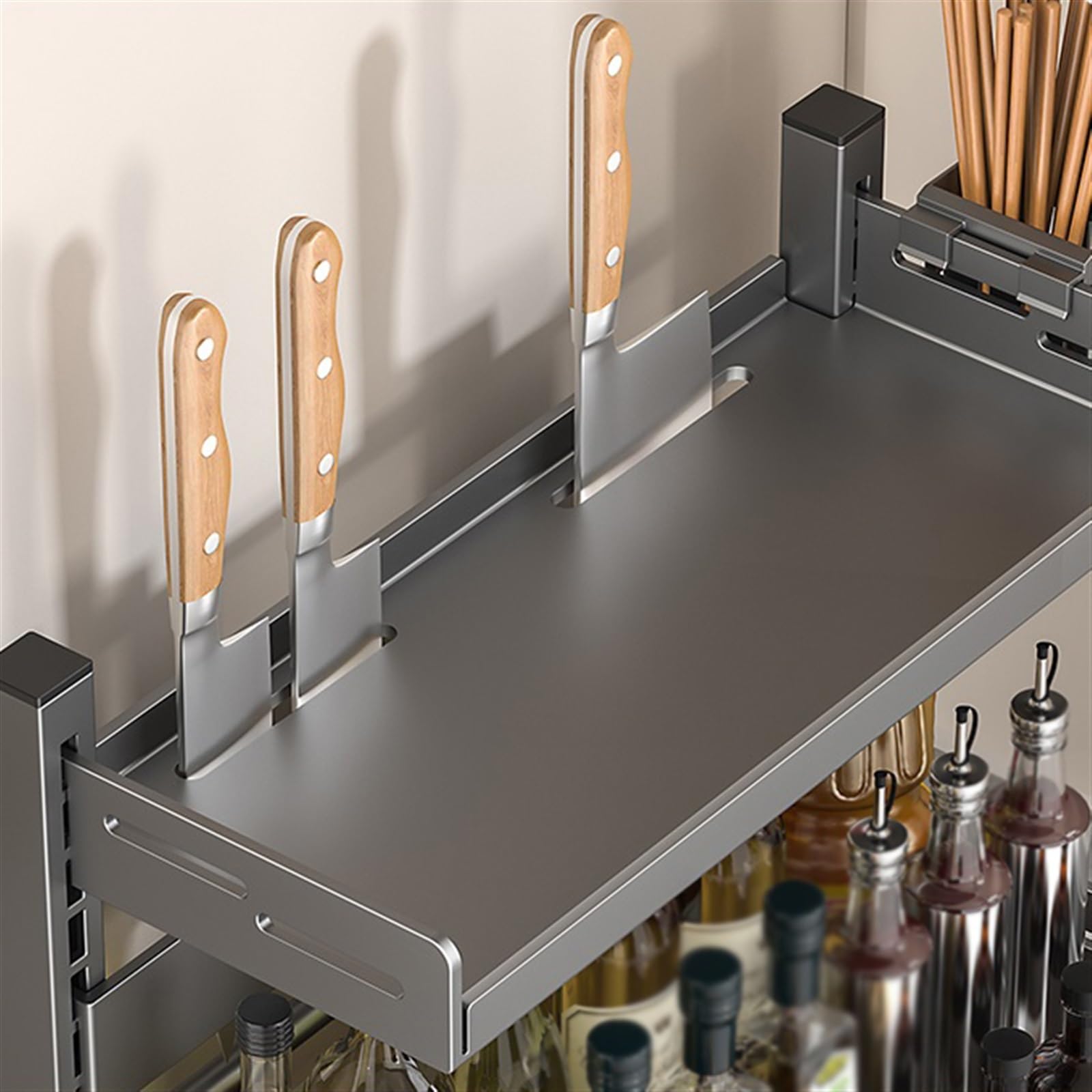 Gewürzhalter Gewürzregal stehend, 3-stufig, Küchenregal, Gewürzregale, aus Metall, freistehend, for Küchenarbeitsplatten-Organizer