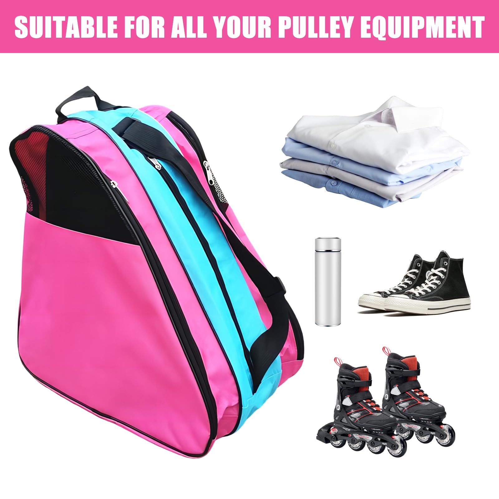 Borsa Per Pattini A Rotelle Faderr - Traspirante In Tessuto Oxford, Trasporto Comodo Per Skate - Foto 6