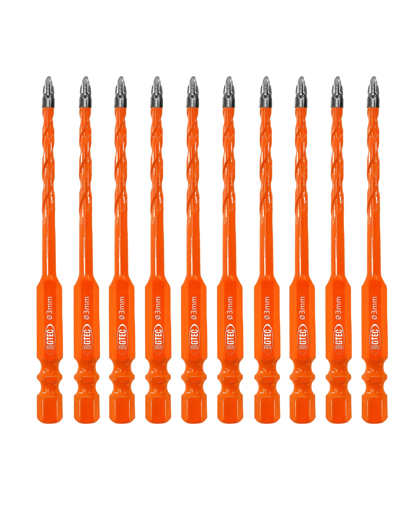 BGTEC Serrated Carbide Masonry Drill Bit Set - 10PCS 3MM Small Wood Drill Bits for Wood Plastic Masonry Brick Tile Glass Concrete Marble — image 1