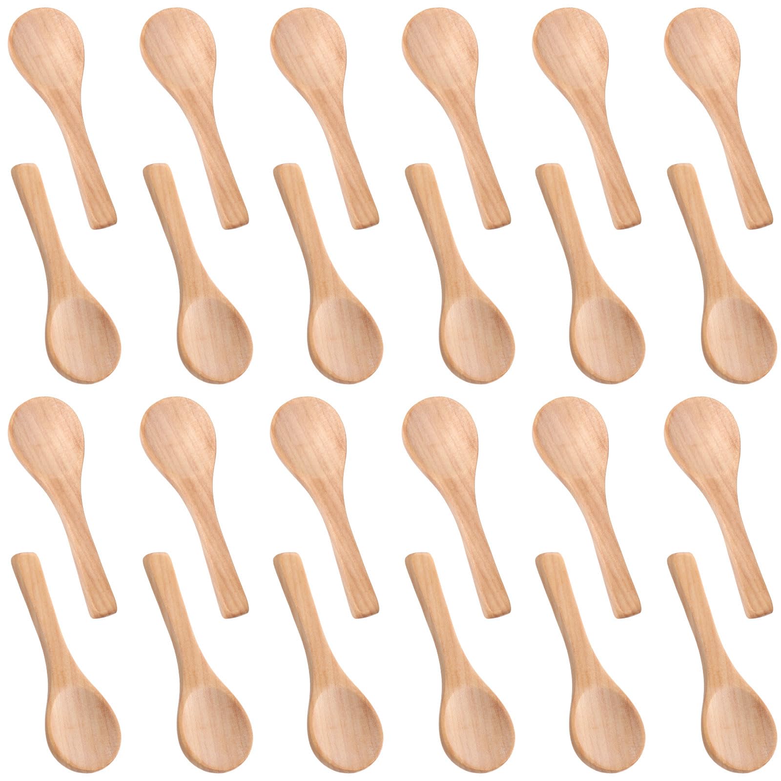 Boao 24 Pcs Small Wooden Spoons, 3.5'' L Mini Spoon for Honey, Sugar, Salt