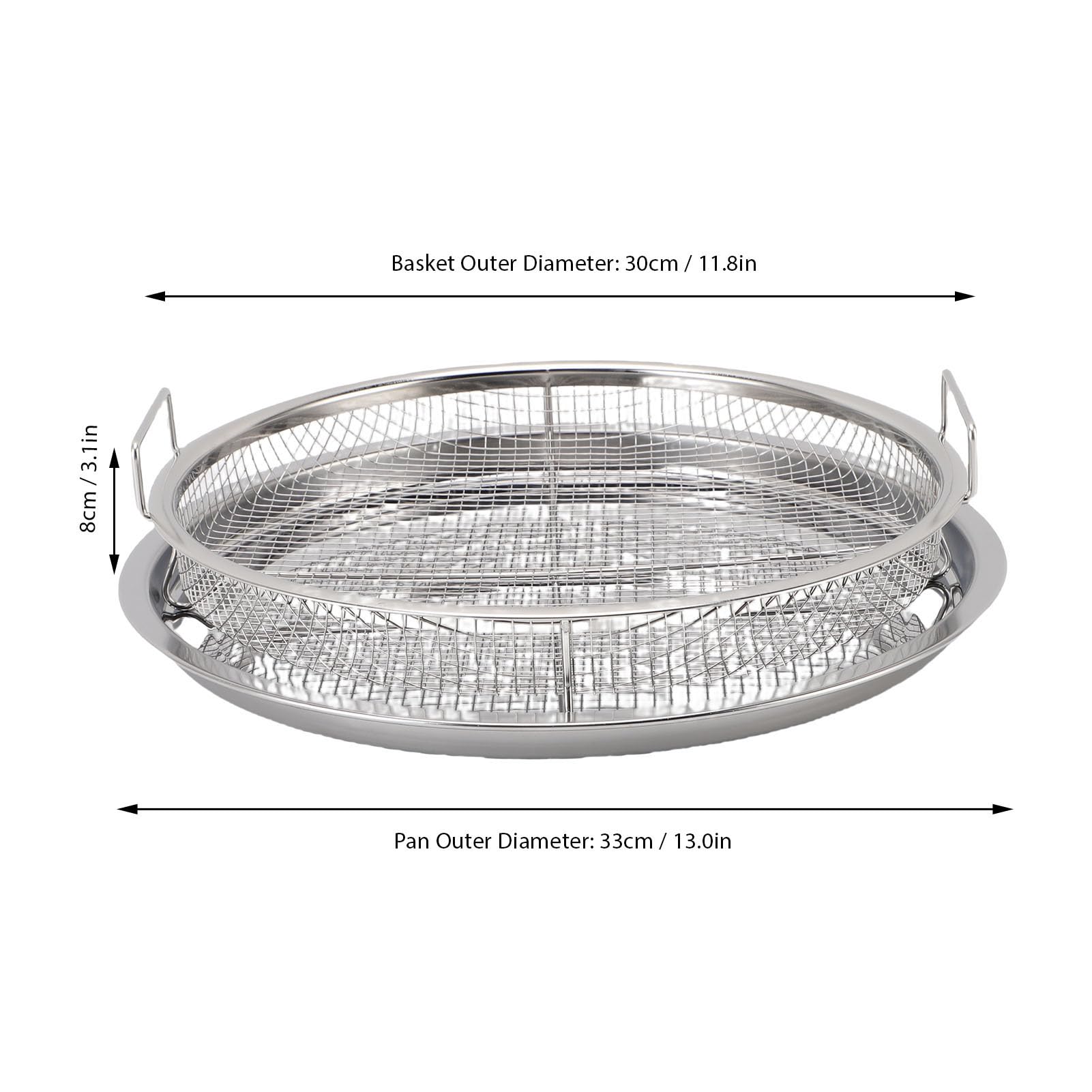 Bewinner Cestello Porta Croccante in Acciaio Inossidabile per Forno, 30cm