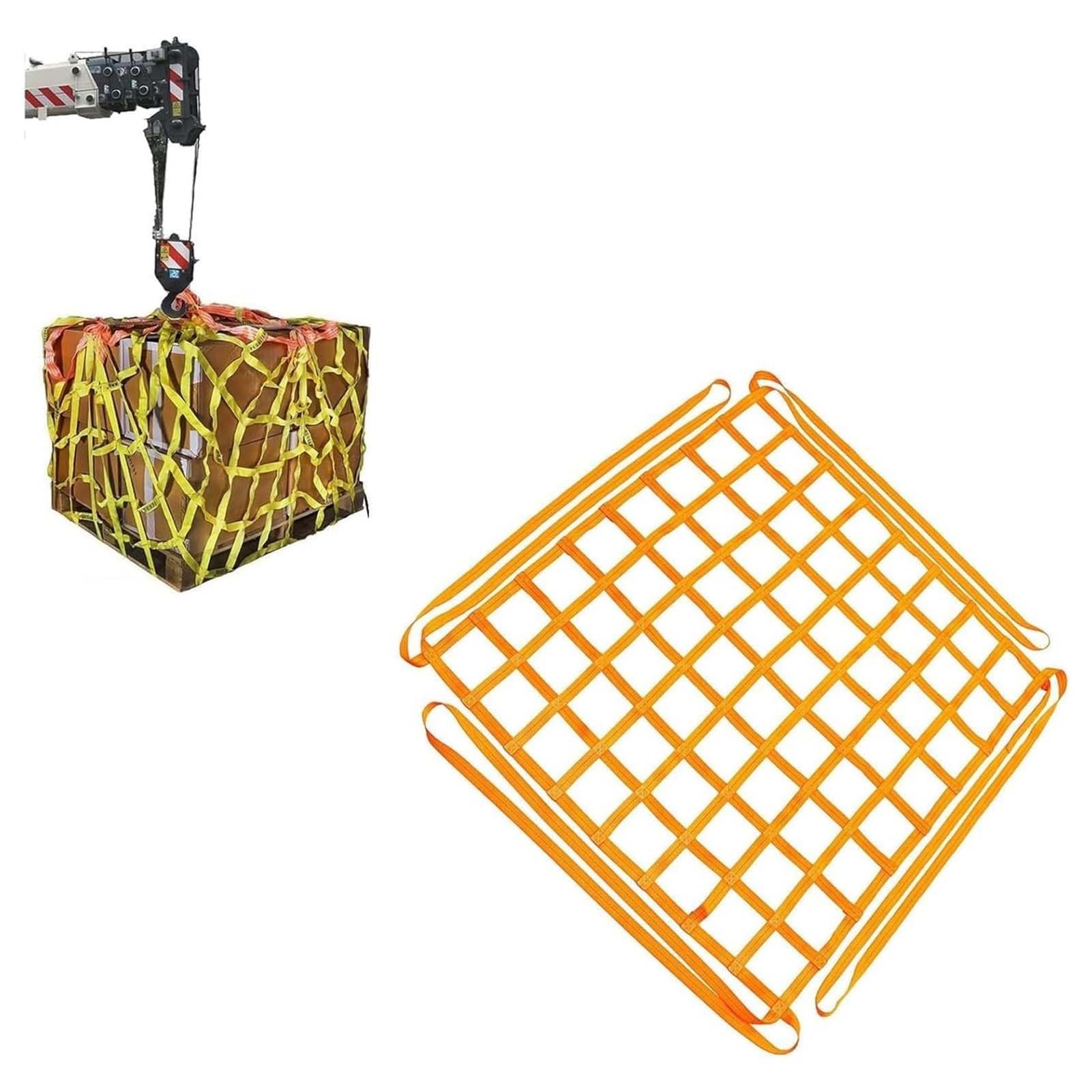 Rete di Sollevamento Carichi in Poliestere - Rete di Sollevamento Robusta con Corde, Fascia A Rete Antistrappo, Attrezzatura Mobile di Trazione(2 X 2m/Mesh 15cm/Load 2.5t)