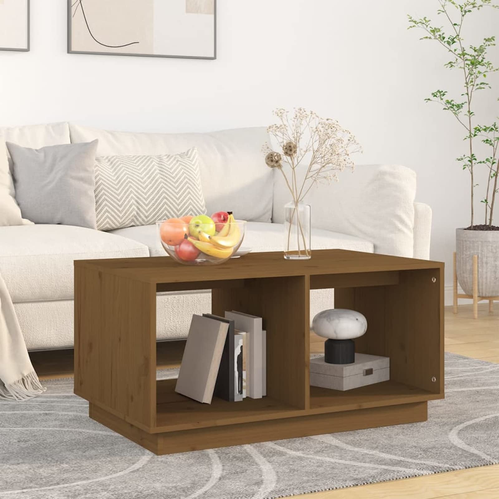 Homgoday Stolik kawowy z litego drewna sosnowego brązowy Miód 80 x 50 x 40 cm, Konsola pomocnicza Stolik do salonu Stolik kawowy Herbata Kawa Sofa Salon Meble Typ 1 Stoliki kawowe