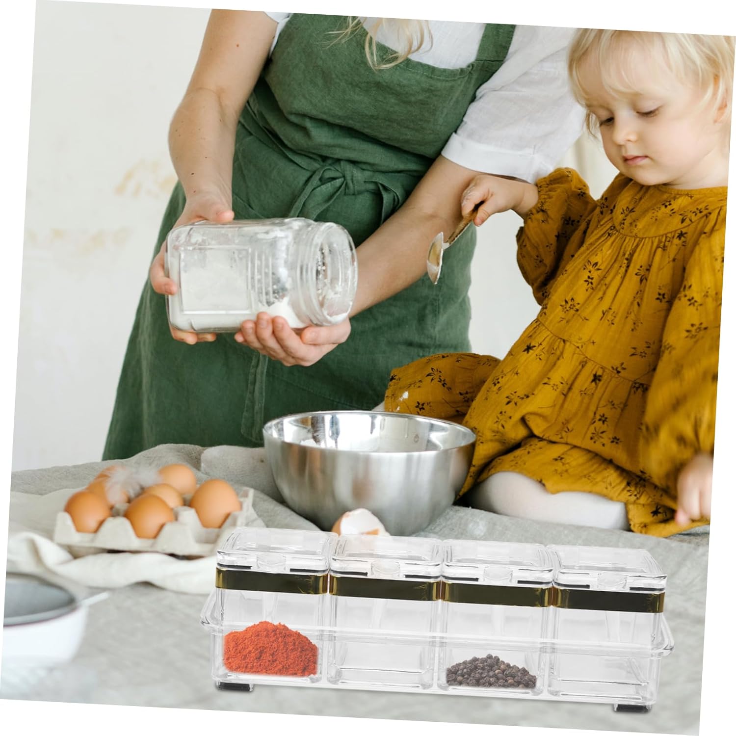 1Set Condiment Storage Box Multi Compartment Spice Container for Kitchen Travel and Camping and Versatile Seasoning Holder for Salt Sugar and Spices