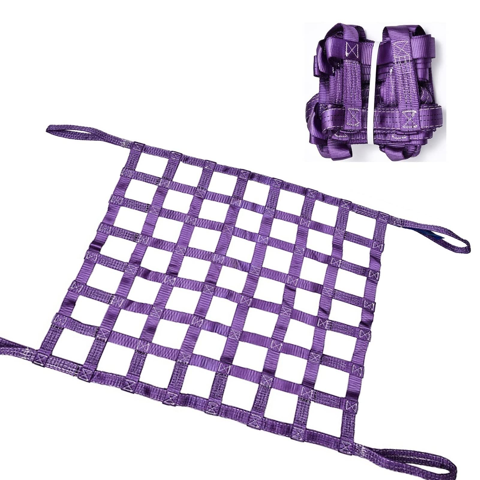 Elastisches Ladungsnetz, flaches Hebenetz aus Polyester, Ladungssicherungsnetz, Palettennetz, Hebenetz für industrielle Be- und Entladearbeiten, Nylonseil für die Schifffahrt (Größe: 2 x 2 m
