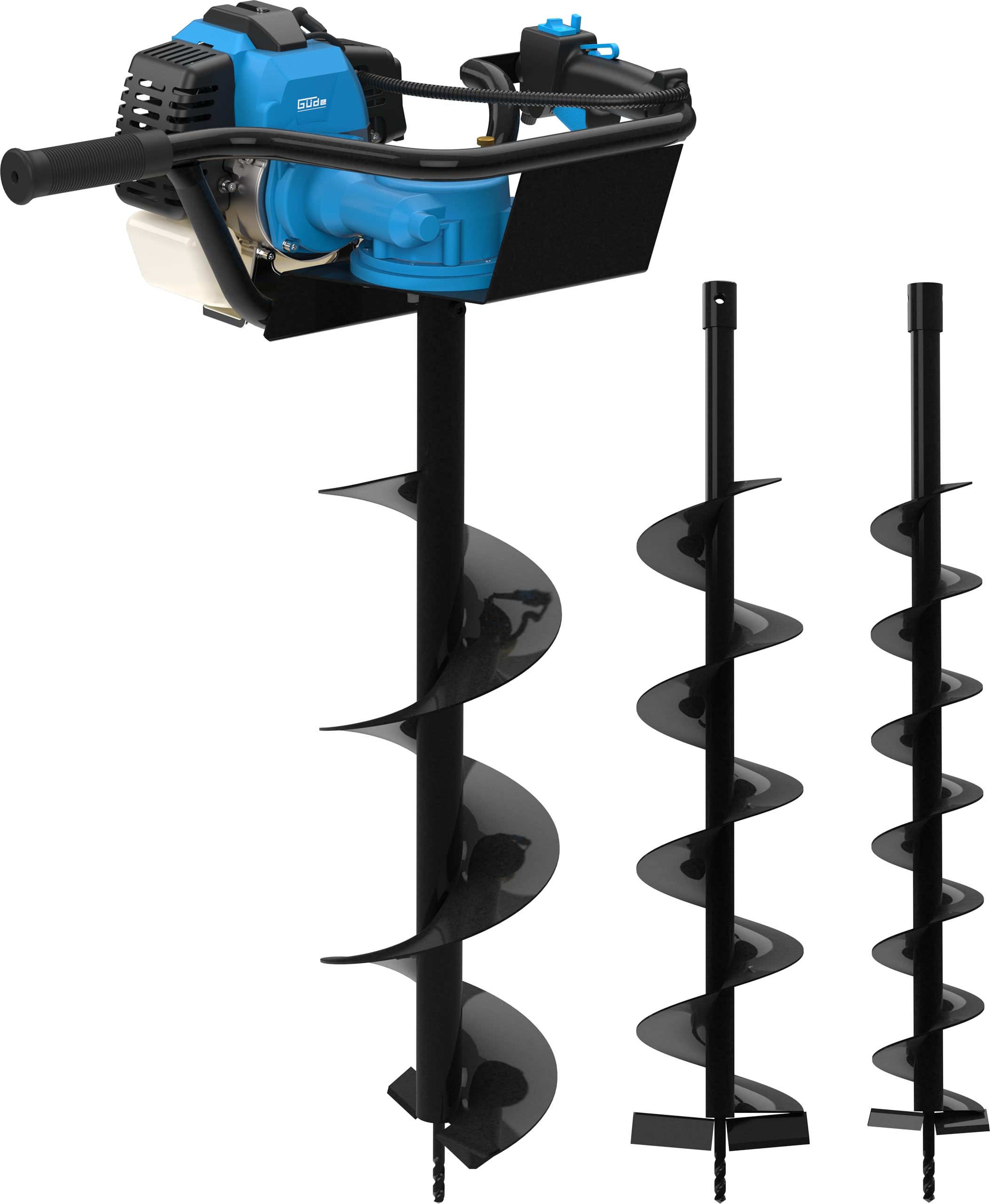 Güde Taladro de tierra de motor GE 2200 (motor de gasolina de 2 tiempos 2,2/3 (kW/PS), 52 cm³, 7500 1/min, diámetro de la broca: 100/150/200 mm, controles en el mango, bomba de cebado, función fiable