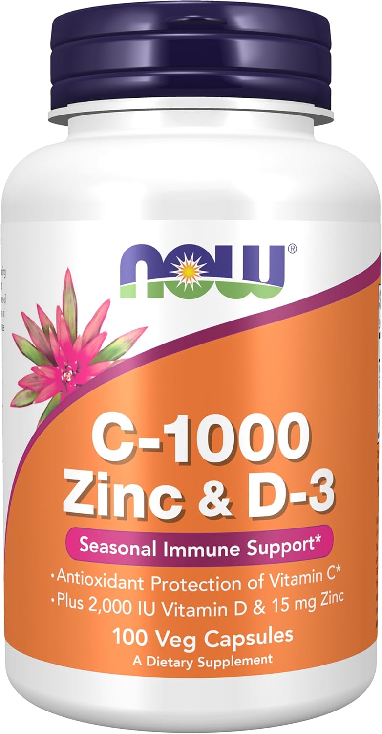 NOW Supplements, C-1000 Zinc & D-3, Seasonal Immune Support*, 100 Veg Capsules NOW Supplements, C-1000 Zinc & D-3, Seasonal Immune Support*, 100 Veg Capsules