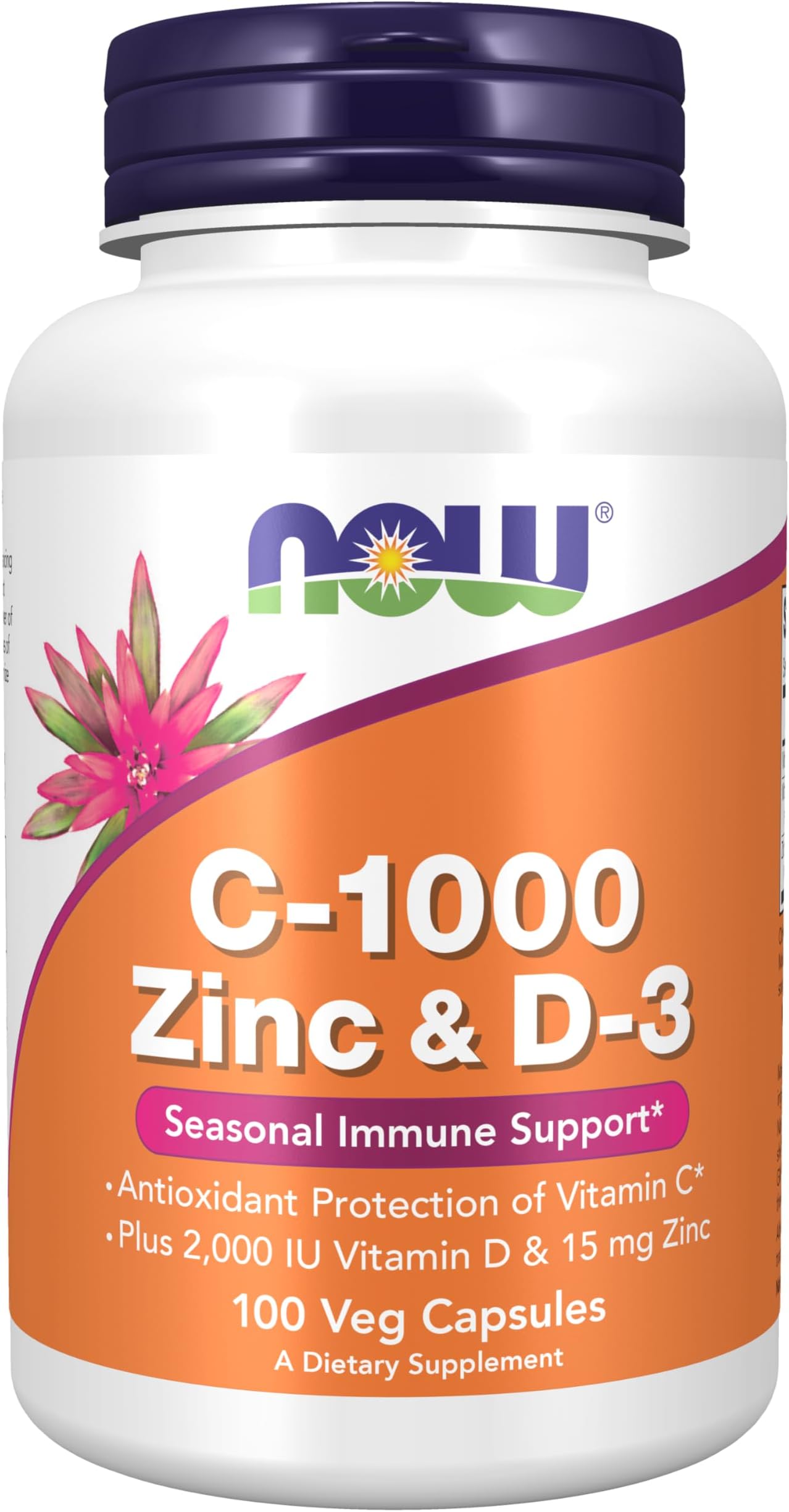 Now Supplements, C-1000 Zinc & D-3, Seasonal Immune Support*, 100 Veg Capsules