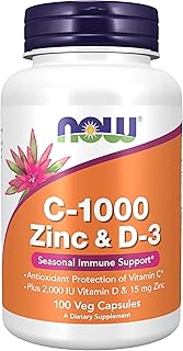 Now Supplements, C-1000 Zinc & D-3, Seasonal Immune Support*, 100 Veg Capsules