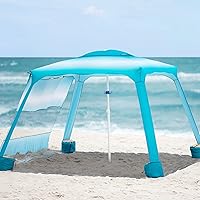 Vista 2 de AMMSUN Beach Cabana, 6.2'×6.2' Beach Canopy, Easy Set up and Take Down, Cabana Tent with Sand Pockets, Instant Sun Shade with Side Wall, Gradient