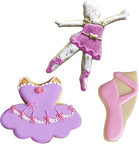 Miniatura 2 de Juego de 3 cortadores de galletas de ballet/danza fabricado en Estados Unidos por Ann Clark, tutú, zapato de ballet, bailarina