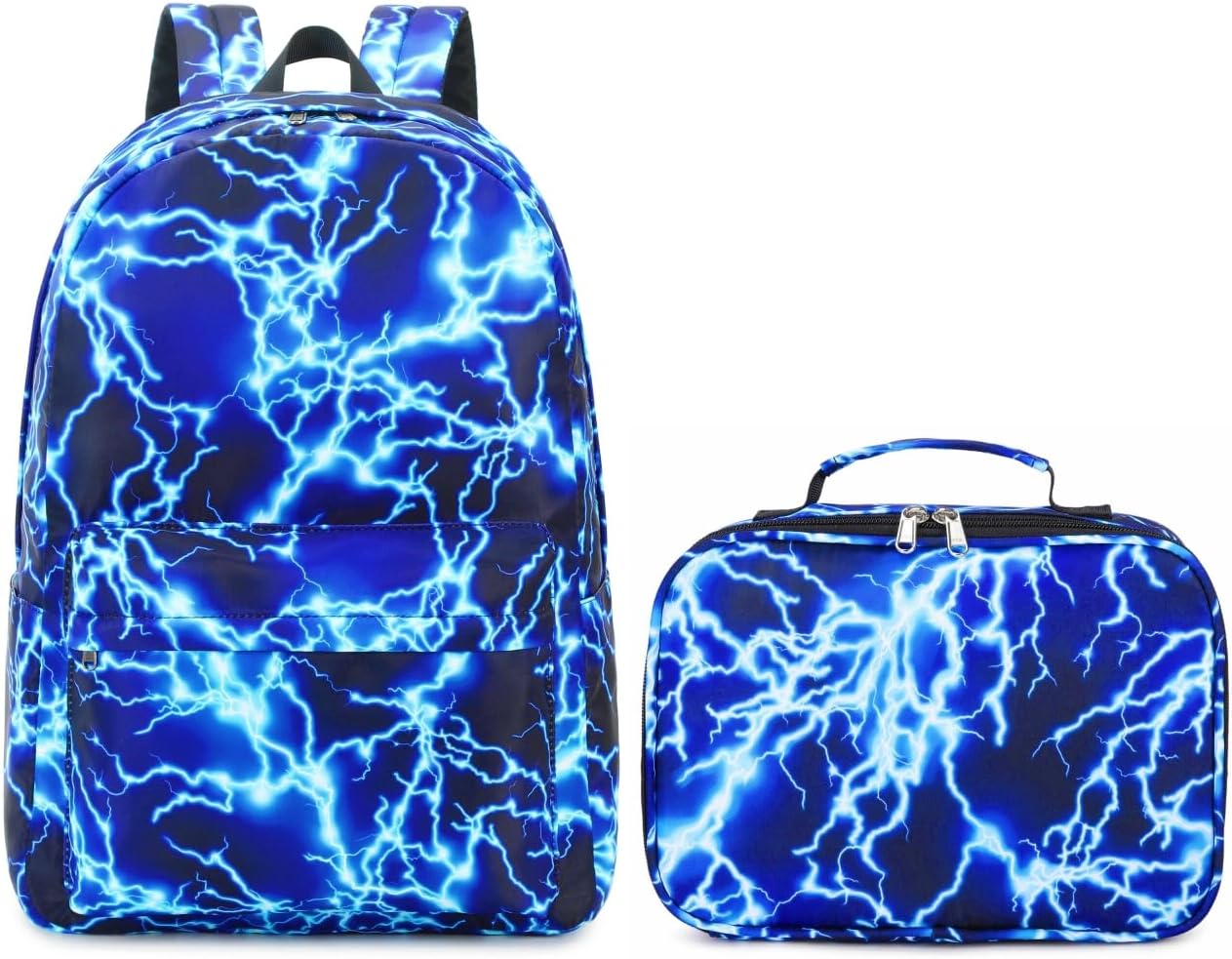 BABUN Backpack for Boys Middle Elementary Set for Kids Bookbag Lightning Laptop School Bags Waterproof With Lunch Box Bag (3-Blue)
