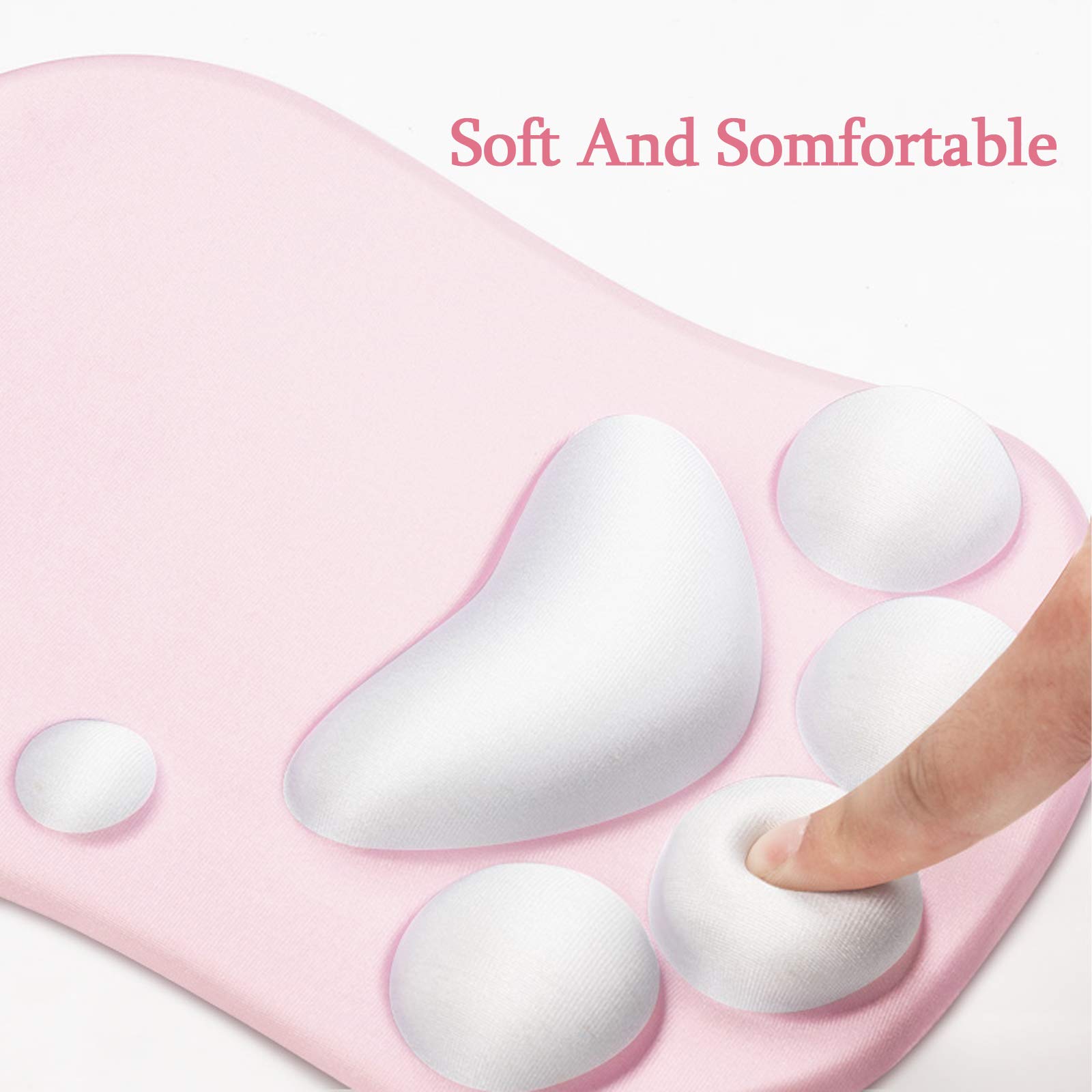 Dokeno Tappetino Mouse Ergonomico con Poggiapolsi e Cuscino in Gel, Motivo Gatto, Base di Gomma per Gaming, Computer e Ufficio
