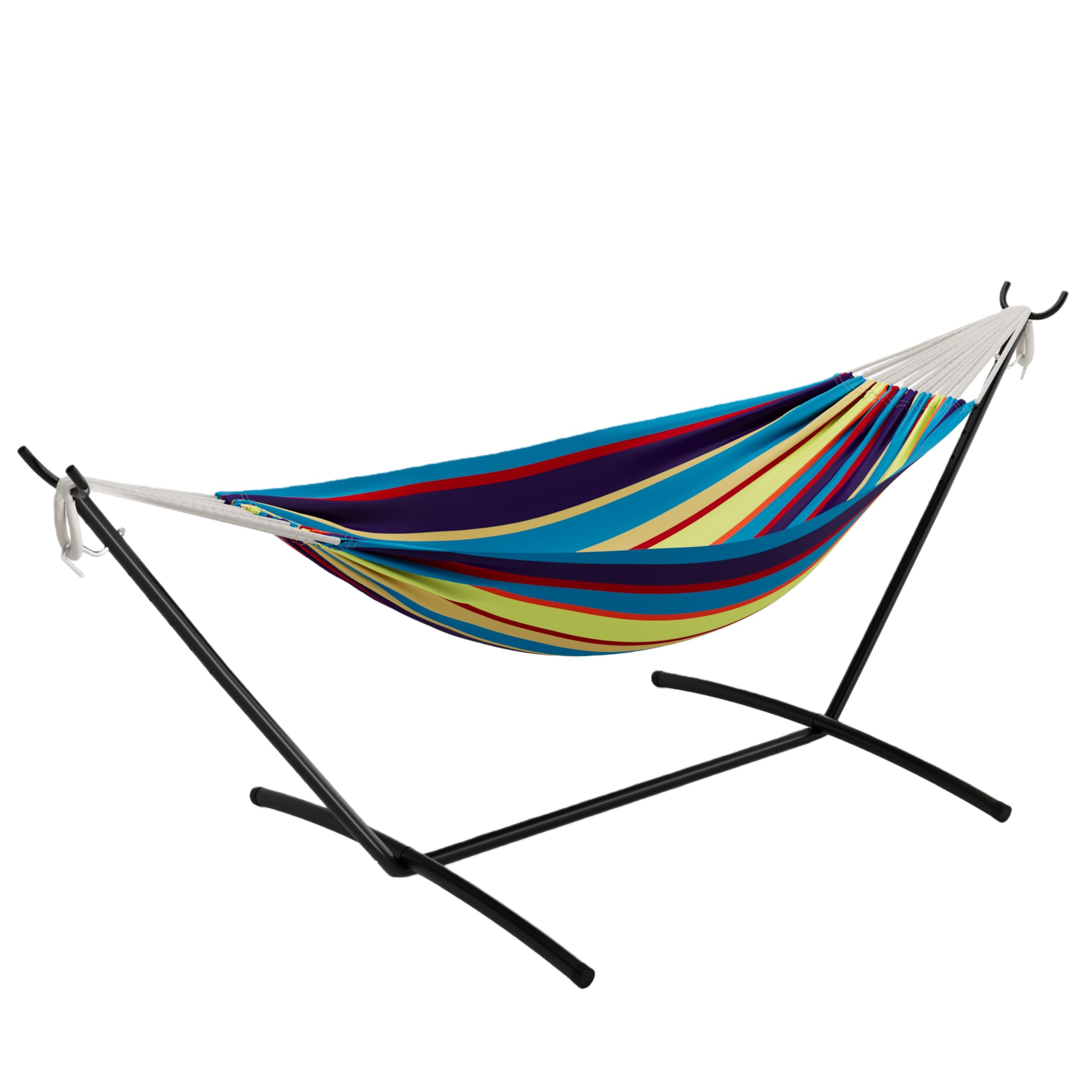 Double Hammock with Steel Stand - 2 Person Hammock Bed Indoor Outdoor Brazilian-Style with Carry Bag 450lb Capacity