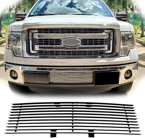 Insertos de parrilla compatibles con parrilla frontal de aluminio sólido F150 2009-2014 (cromado)