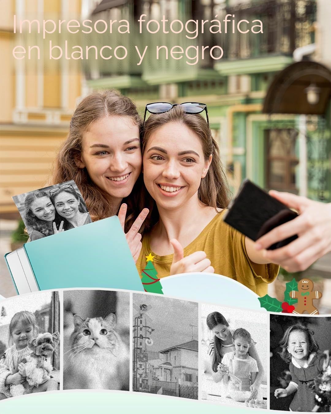 Phomemo Impresora de Bolsillo M02 Mini Impresora Bluetooth portátil térmica con y Cable USB, Compatible con Android y iOS, para Diario, Estudio, Bricolaje, Verde