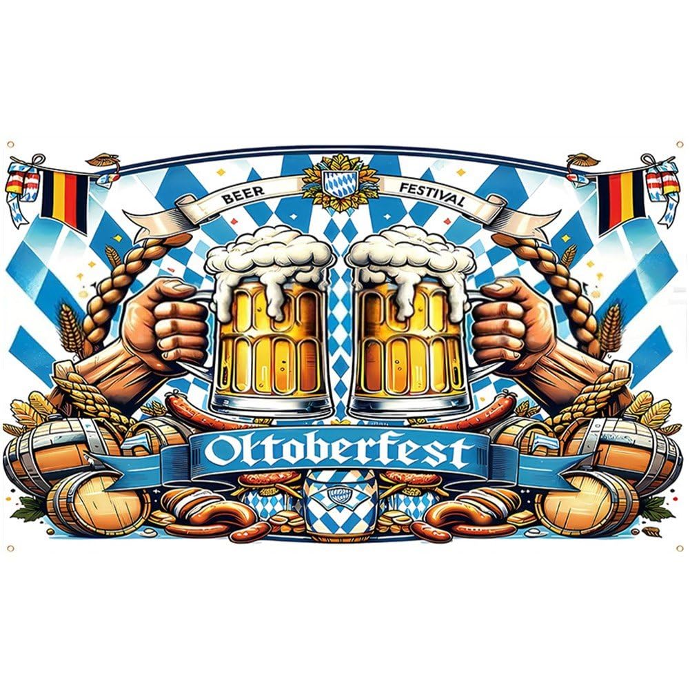 Sslvya Oktoberfest Backdrop Banner German Oktoberfest Bavarian Party Decorations Holiday Background Home Decor Photography Props